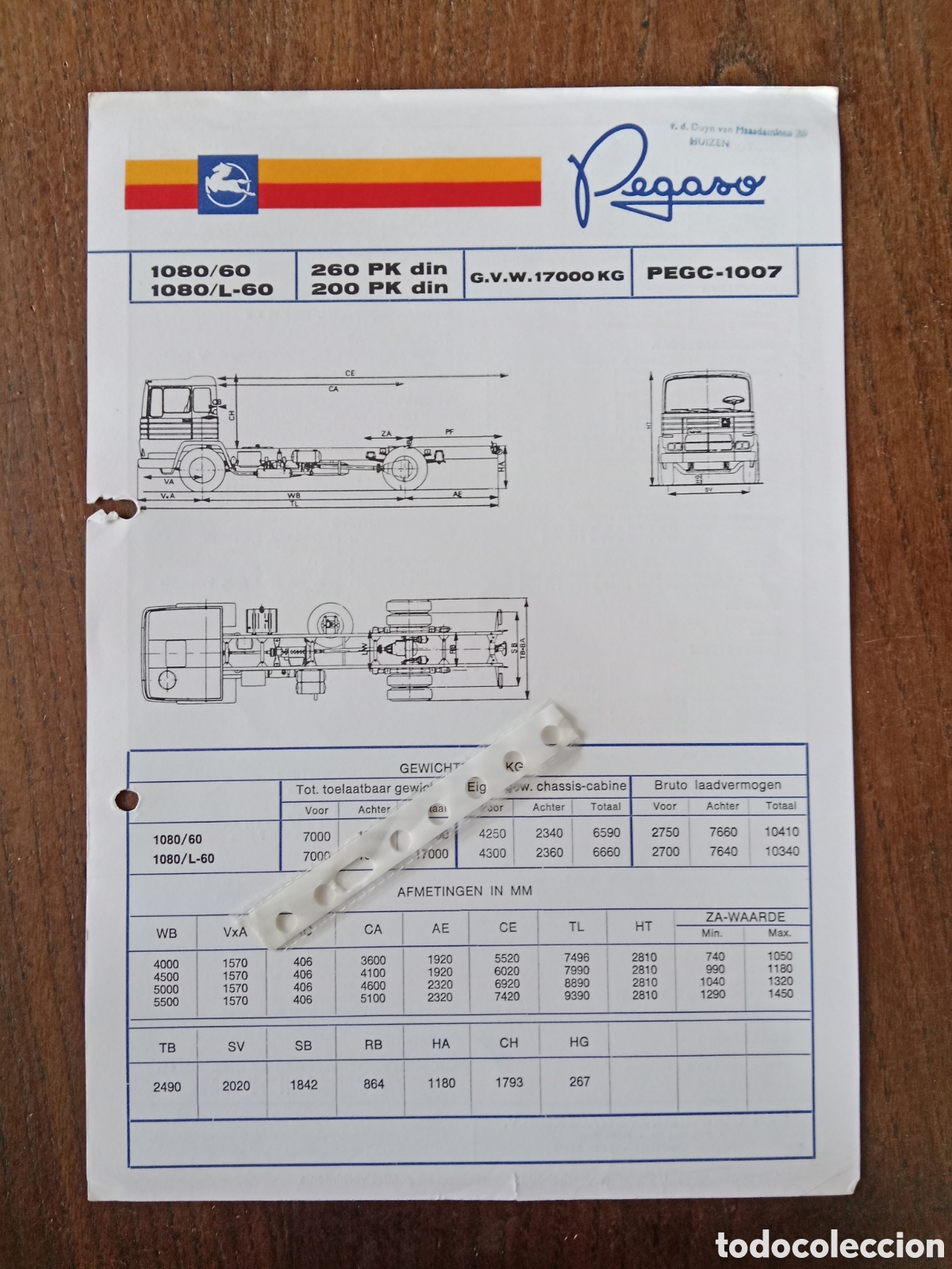 Coches y Motocicletas: Ficha t&eacute;cnica cami&oacute;n Pegaso 1080 / 60