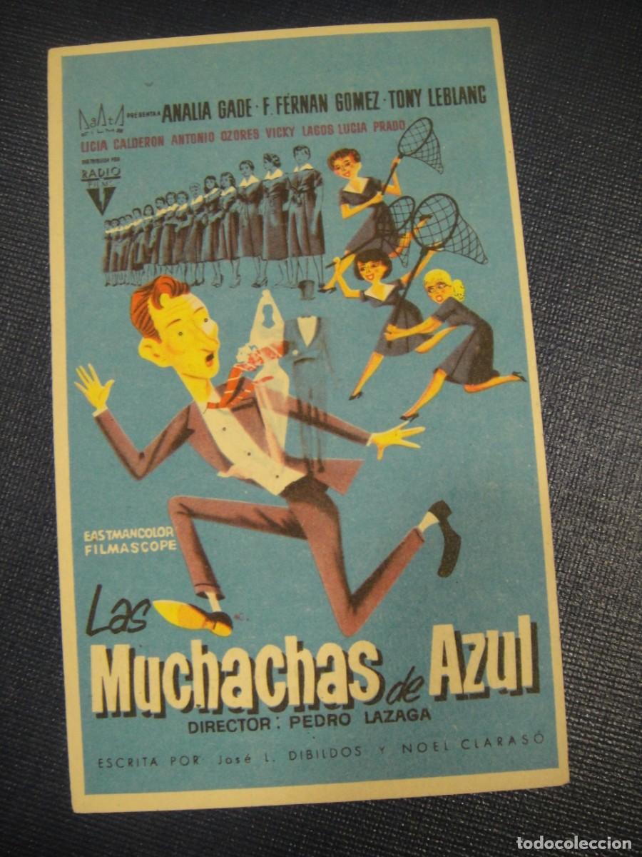 Coches y Motocicletas: las muchachas de azul - folleto de mano - publicidad cine teatro andalucia , cadiz