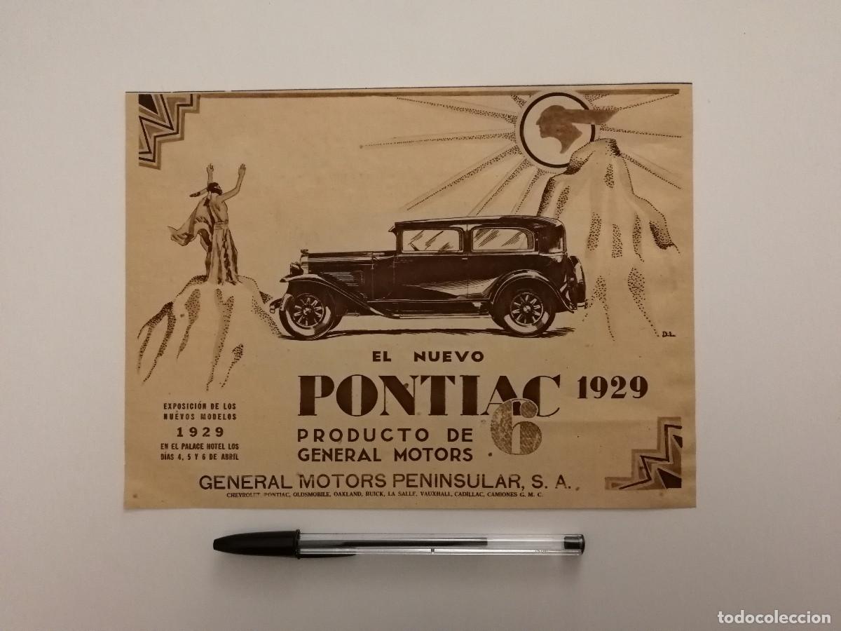 Coches y Motocicletas: ANTIGUO ANUNCIO ENCARTONADO -A4- EL NuEVO PONTIAC 1929 A&Ntilde;OS 20 GENERAL MOTORS - PUBLICIDAD LAMINA