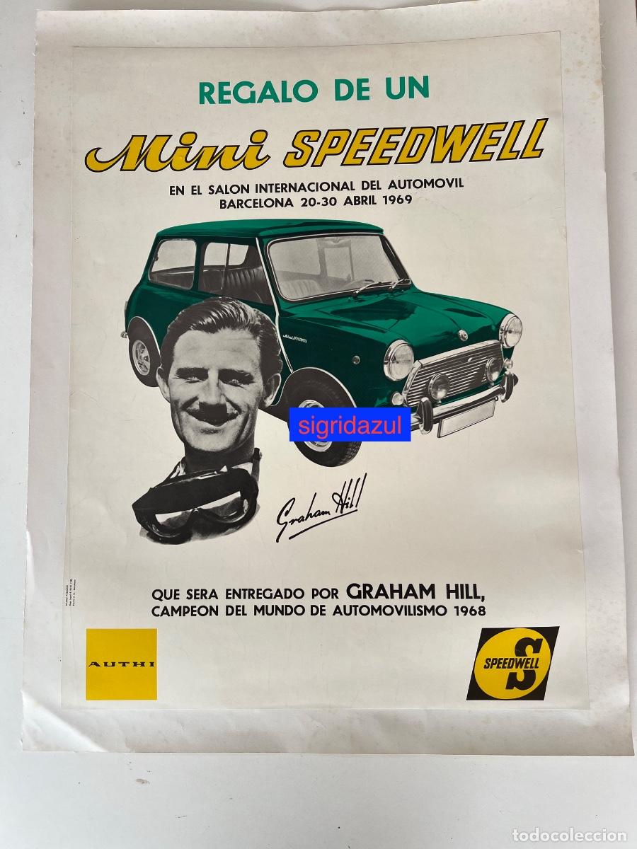 Cars and Motorcycles: POSTER GRAHAM HILL ENTREGA MINI COOPER SPPEDWELL SALON AUTOMOVIL BARCELONA 1969