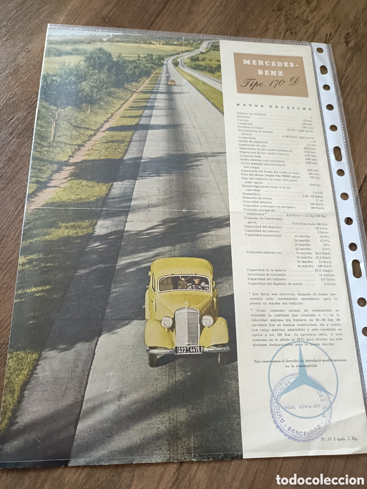 Coches y Motocicletas: Cat&aacute;logo Mercedes Benz Tipo 170 D W136 de 1951 en castellano