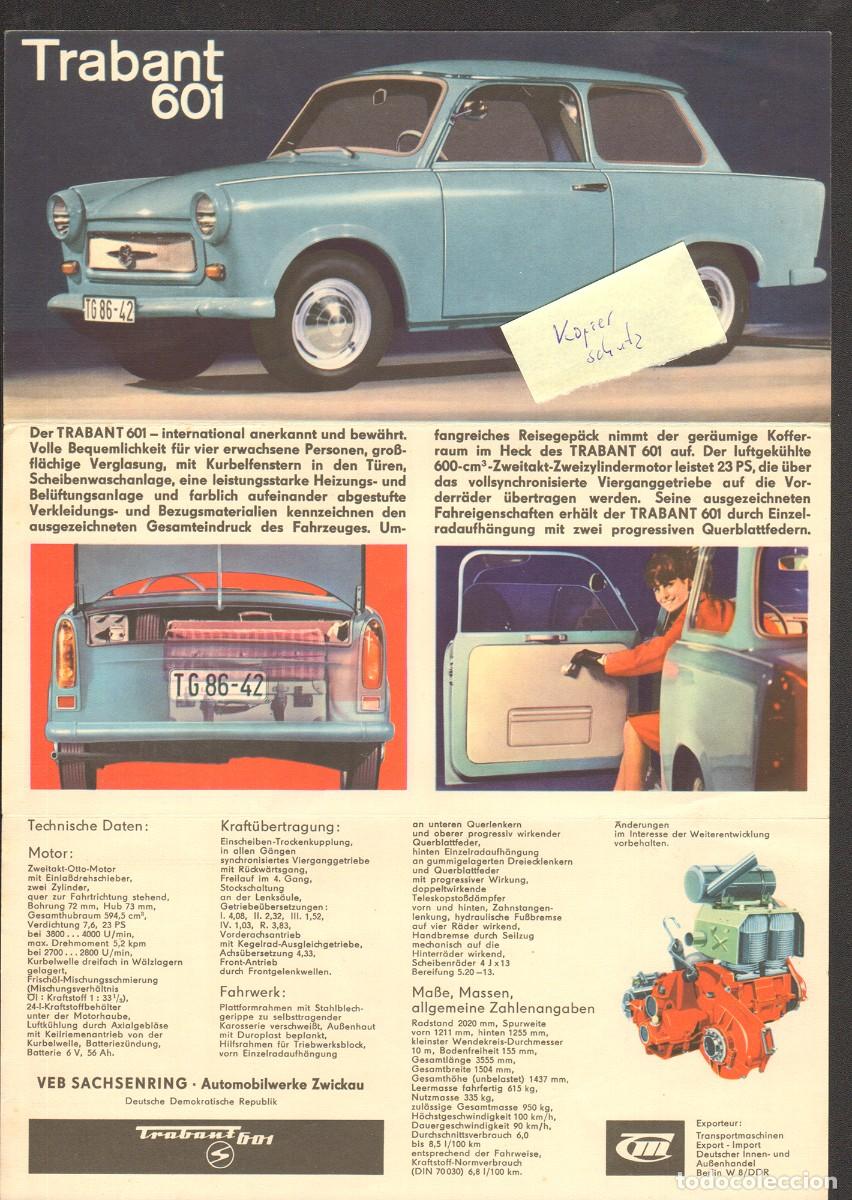 Automobili e Motociclette: Trabant 601 tr&iacute;ptico original 1964 en alem&aacute;n folleto de tres hojas