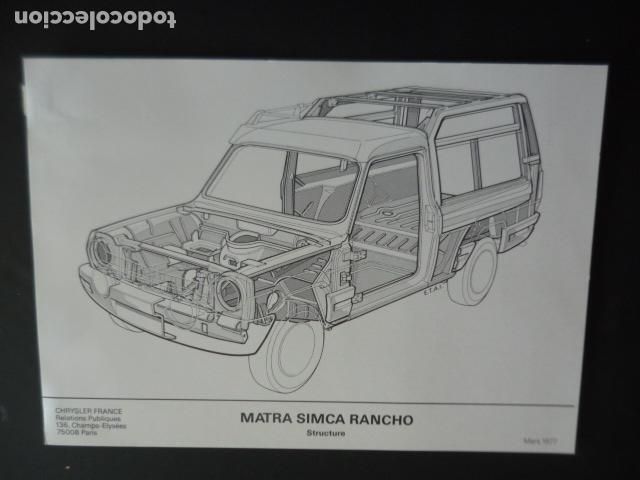 Cars and Motorcycles: AUTOMOVIL MATRA SIMCA RANCHO FICHA TECNICA 29 X 21 CM