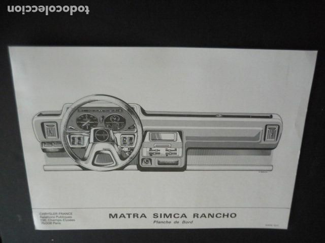 Automobili e Motociclette: AUTOMOVIL MATRA SIMCA RANCHO FICHA TECNICA 29 X 21 CM