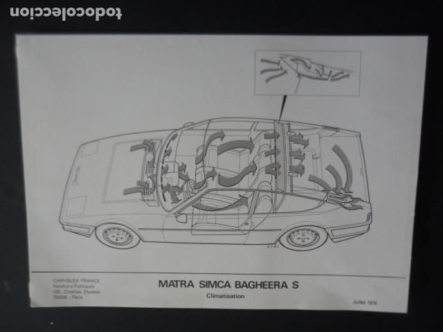 Automobili e Motociclette: AUTOMOVIL MATRA SIMCA BAGHEERA S FICHA TECNICA 29 X 21 CM