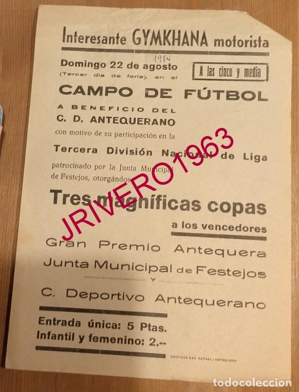 Coches y Motocicletas: ANTEQUERA, 1954, CARTEL GYMKHANA MOTORISTA, RARO, 155X215MM