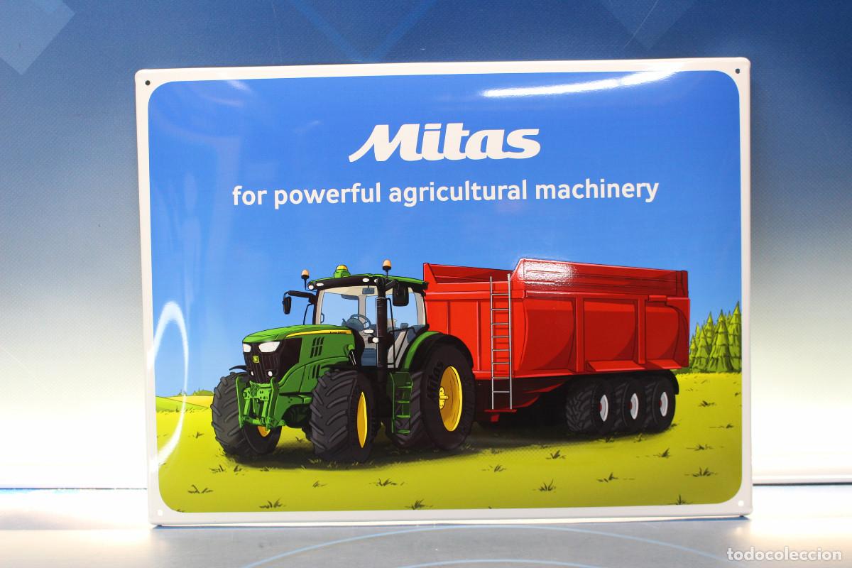 Coches y Motocicletas: Cartel, chapa met&aacute;lica y porcelana &ldquo;Mitas for powerful agricultural machinery&rdquo;. 2016. Original.