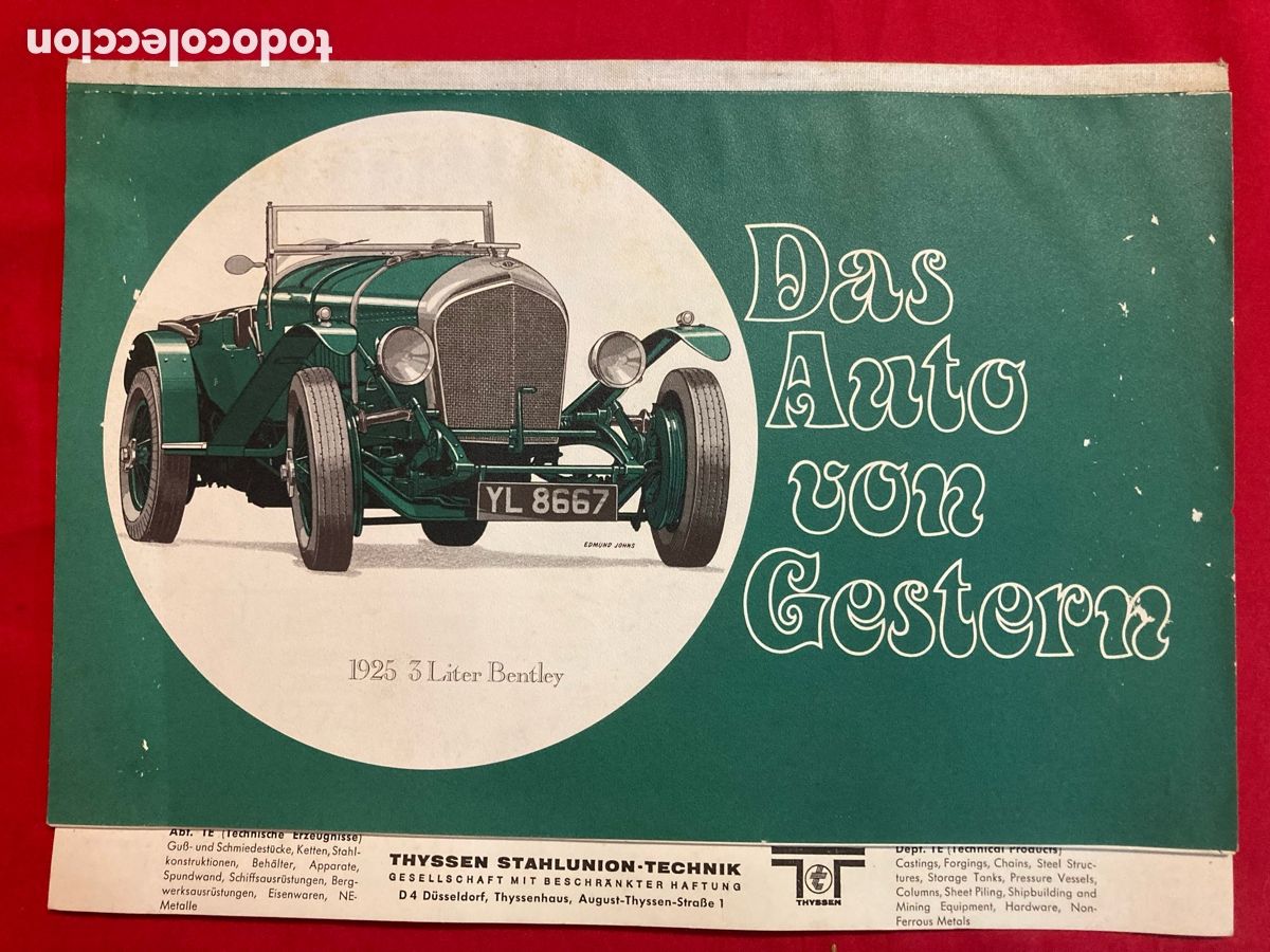 Coches y Motocicletas: DIFICIL CALENDARIO ALEMAN 1974 - CON DIBUJOS DE COCHES ANTIGUOS por EDMUND JOHN.