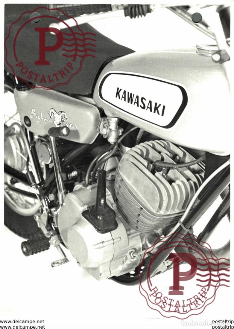 Carros e motociclos: Kawasaki 350 Big Horn F5 +-12cm x 16cm Perforada Moto MOTOCROSS MOTORCYCLE Douglas J Jackson arc