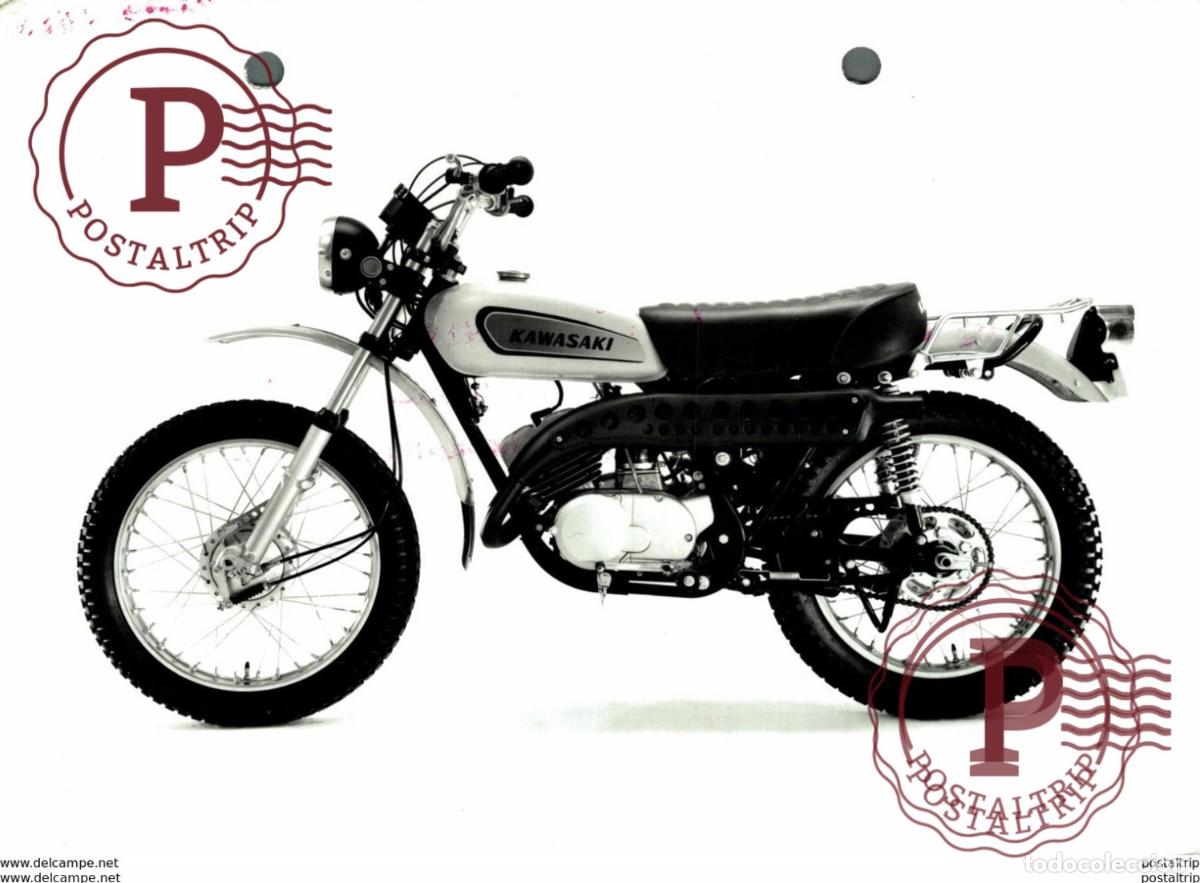 Carros e motociclos: Kawasaki 175cc +-17cm x 12cm Perforada Moto MOTOCROSS MOTORCYCLE Douglas J Jackson archive of mo