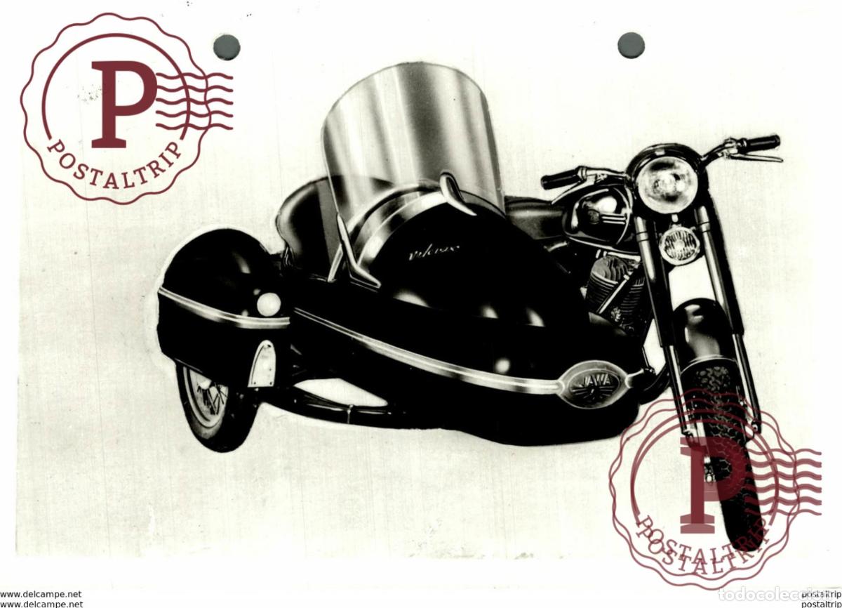 Coches y Motocicletas: JAWA +-16cm x 11cm Perforada Moto MOTOCROSS MOTORCYCLE Douglas J Jackson archive of motorcycles