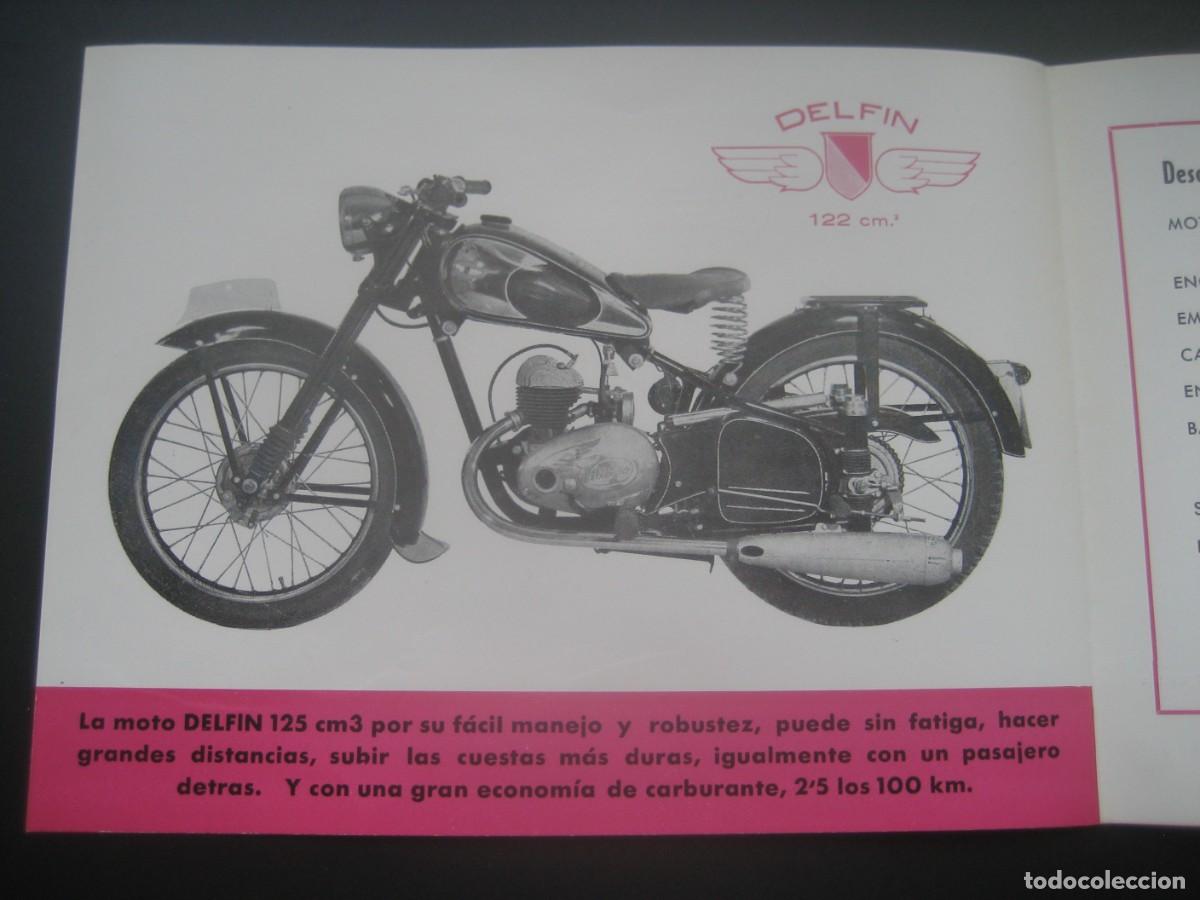 Coches y Motocicletas: FOLLETO TRIPTICO MOTOS, MOTOCICLETAS Y VEHICULOS DELFIN. A&Ntilde;OS 50 FABRICACION ESPA&Ntilde;OLA