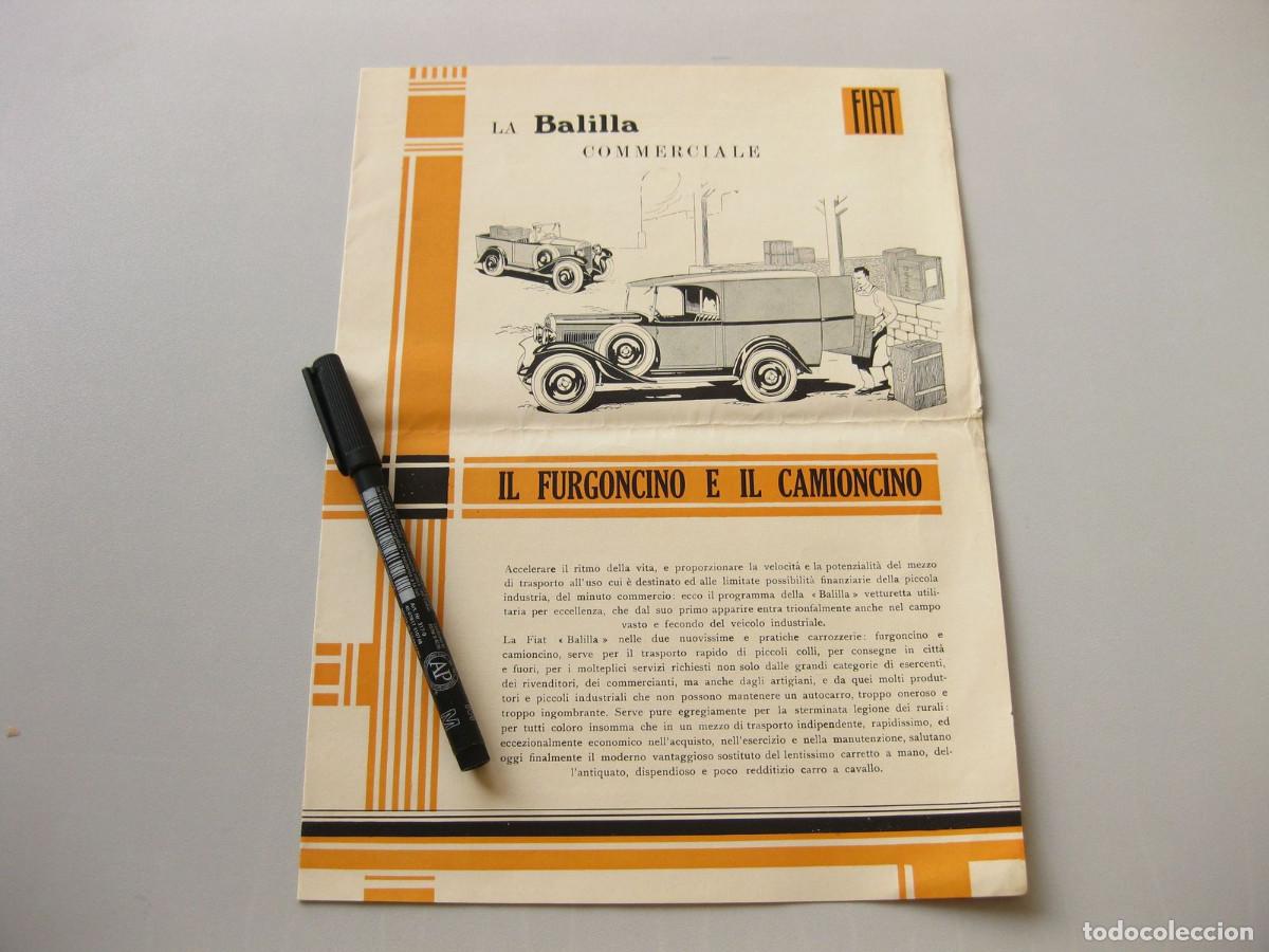 Coches y Motocicletas: Cat&aacute;logo FIAT Balilla comercial. 1933. Camioneta y Furgoneta.