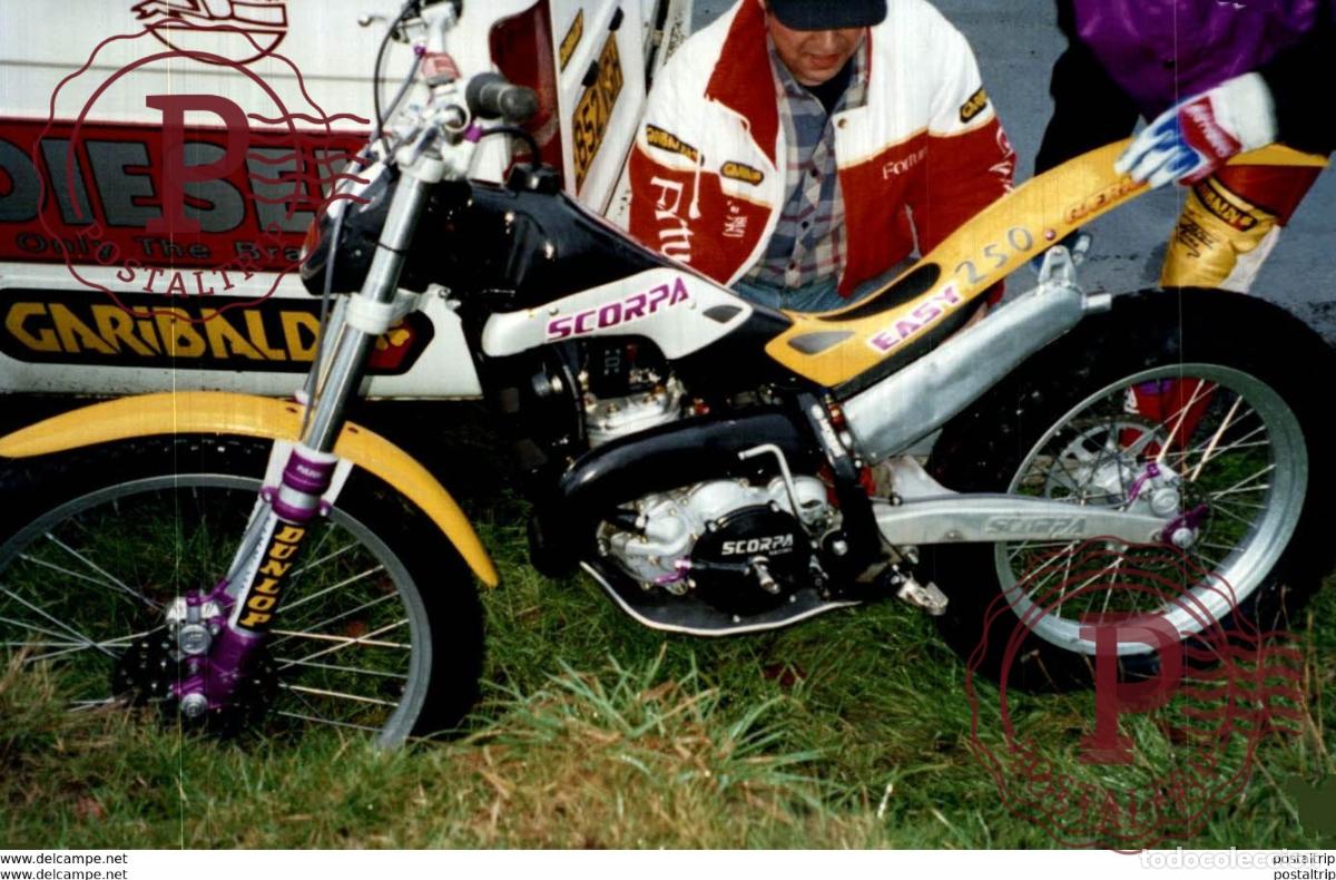 Automobili e Motociclette: SCORPA EASY250 +-12cm x 18cm Moto MOTOCROSS MOTORCYCLE Douglas J Jackson archive of motorcycles