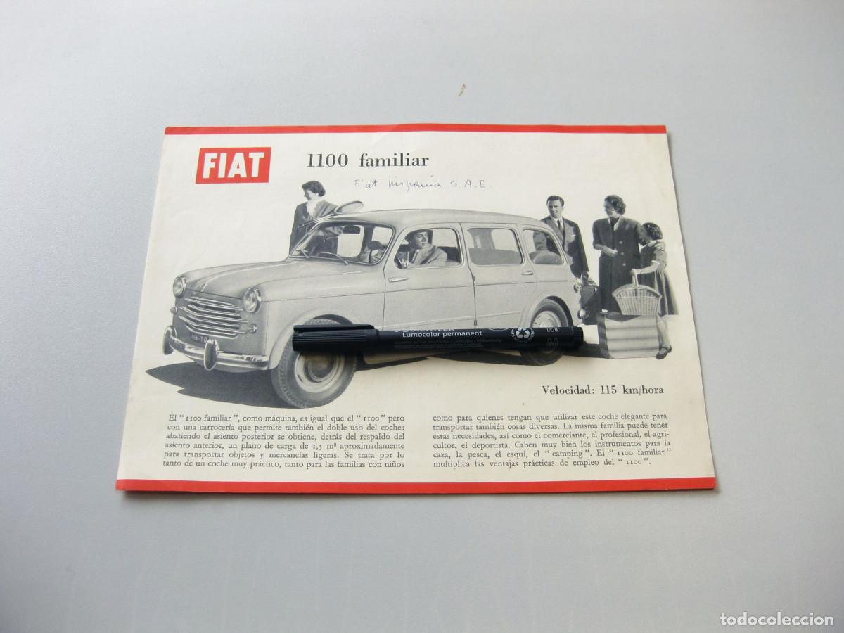 Coches y motocicletas: Hoja publicitaria del FIAT 1100 Familiar. En espa&ntilde;ol.