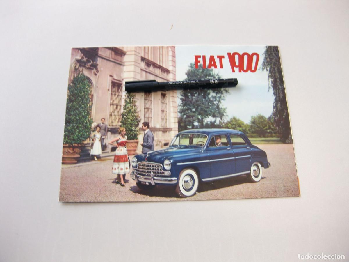 Coches y motocicletas: Cat&aacute;logo publicitario desplegable del autom&oacute;vil FIAT 1900.