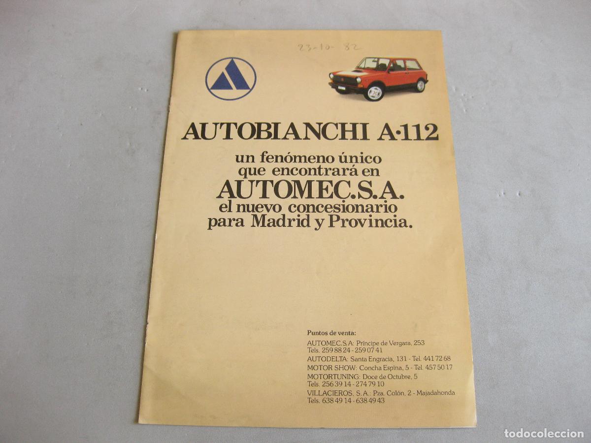 Cars and Motorcycles: CAT&Aacute;LOGO DE VENTA DE AUTOM&Oacute;VILES AUTOBIANCHI MODELO A112. 1982