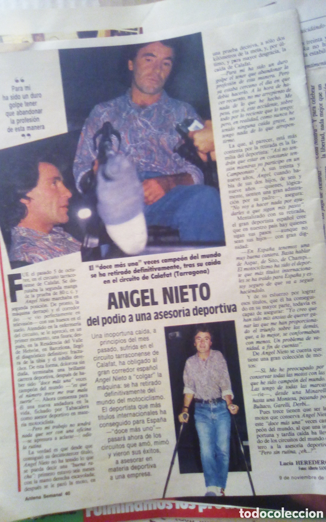 Coches y motocicletas: &Aacute;ngel Nieto, del podio a una asesor&iacute;a deportiva. Antena semanal. 09-11-1986. Es 1 Hoja.