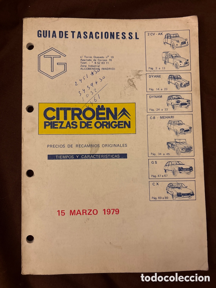 Carros e motociclos: LIBRO MANUAL GU&Iacute;A DE TASACIONES COCHE CITROEN PIEZAS DE ORIGEN ( AUTOM&Oacute;VIL COCHE AUTO)