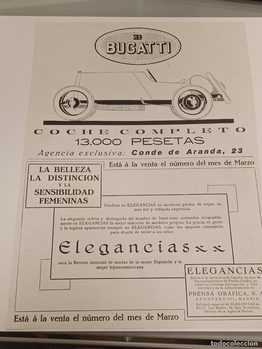 Automobili e Motociclette: Publicidad Antigua Bugatti Coche Automovil 13000 Pesetas Madrid Motor Automobilia Revista Elegancias