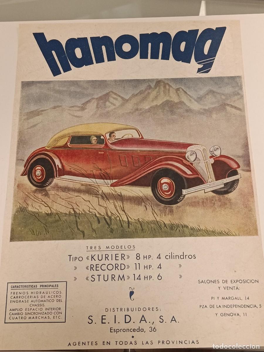 Automobili e Motociclette: Publicidad Antigua Coche Hanomag 1930 Automovil Motor SEIDA Madrid Ilustracion Color Automobilia Car