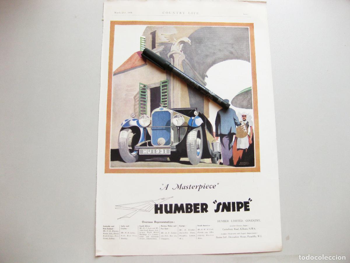 Coches y motocicletas: L&Aacute;MINA ANTIGUA PUBLICITARIA DEL AUTOM&Oacute;VIL HUMBER SNIPE DE RECORTES DE REVISTA