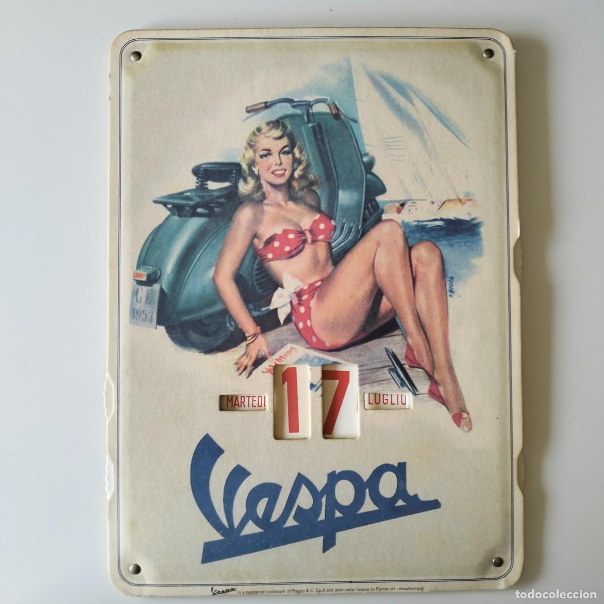 Coches y motocicletas: VESPA, CALENDARIO PERPETUO. PIN UP. ANTIGUO. ITALIA.