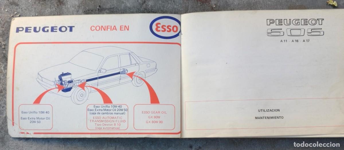 Coches y motocicletas: MANUAL INSTRUCCIONES PEUGEOT 505 A11 - A16 - A17