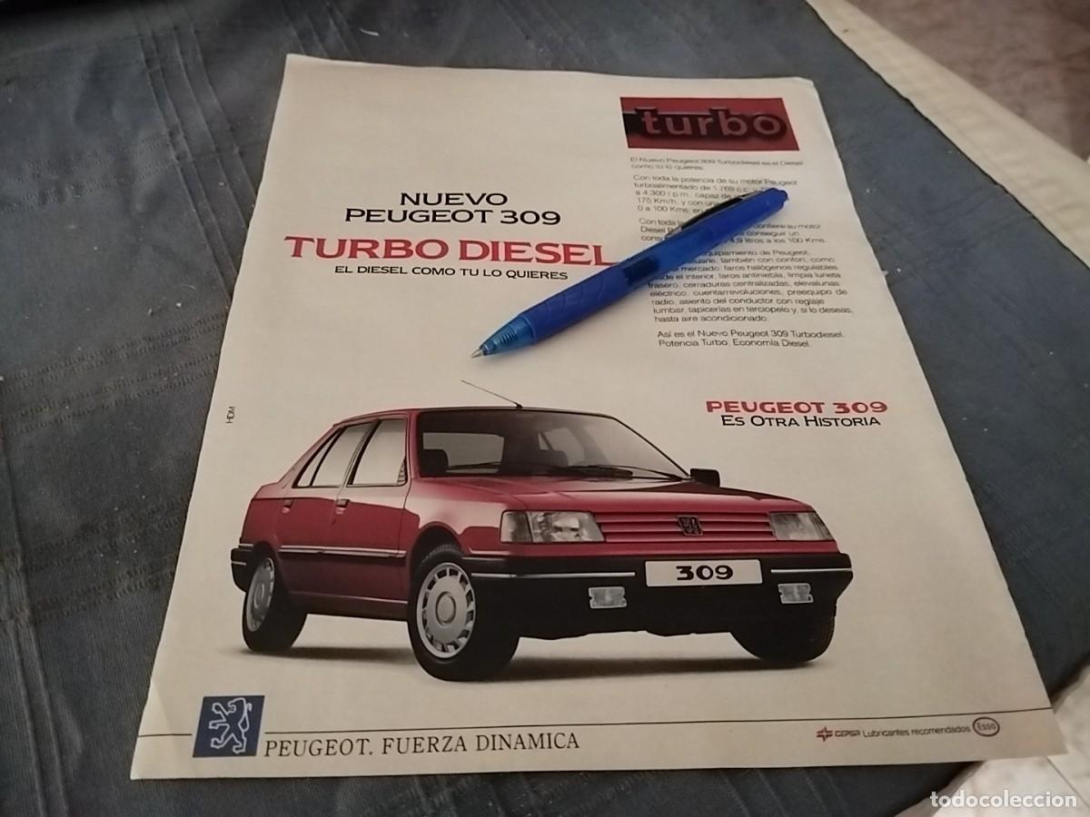 Coches y motocicletas: COCHE PEUGEOT 309 TURBO DIESEL ANUNCIO PUBLICIDAD REVISTA 1992 BONITO PARA ENMARCAR