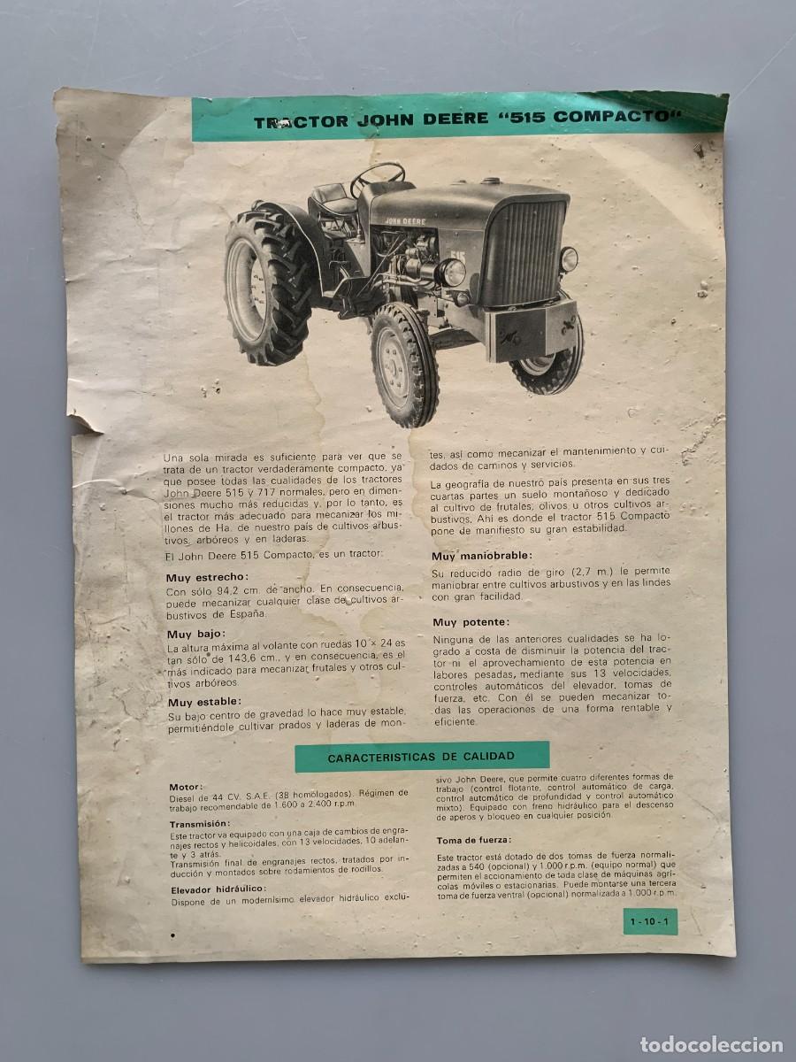 Coches y motocicletas: John Deere Catalogo Tractor 515 Compacto Maquinaria Agricola Vintage 1960s