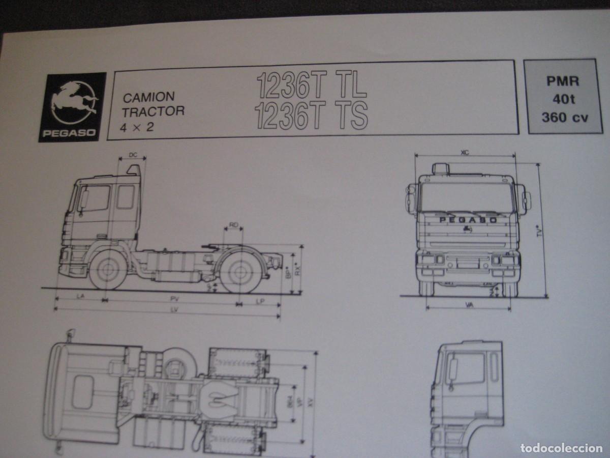 Coches y motocicletas: 4 FICHAS PEGASO TRONER 1234T TL, 1236T TL y TS, 1436 G TL y 1336R TS, RESERVADO j****s
