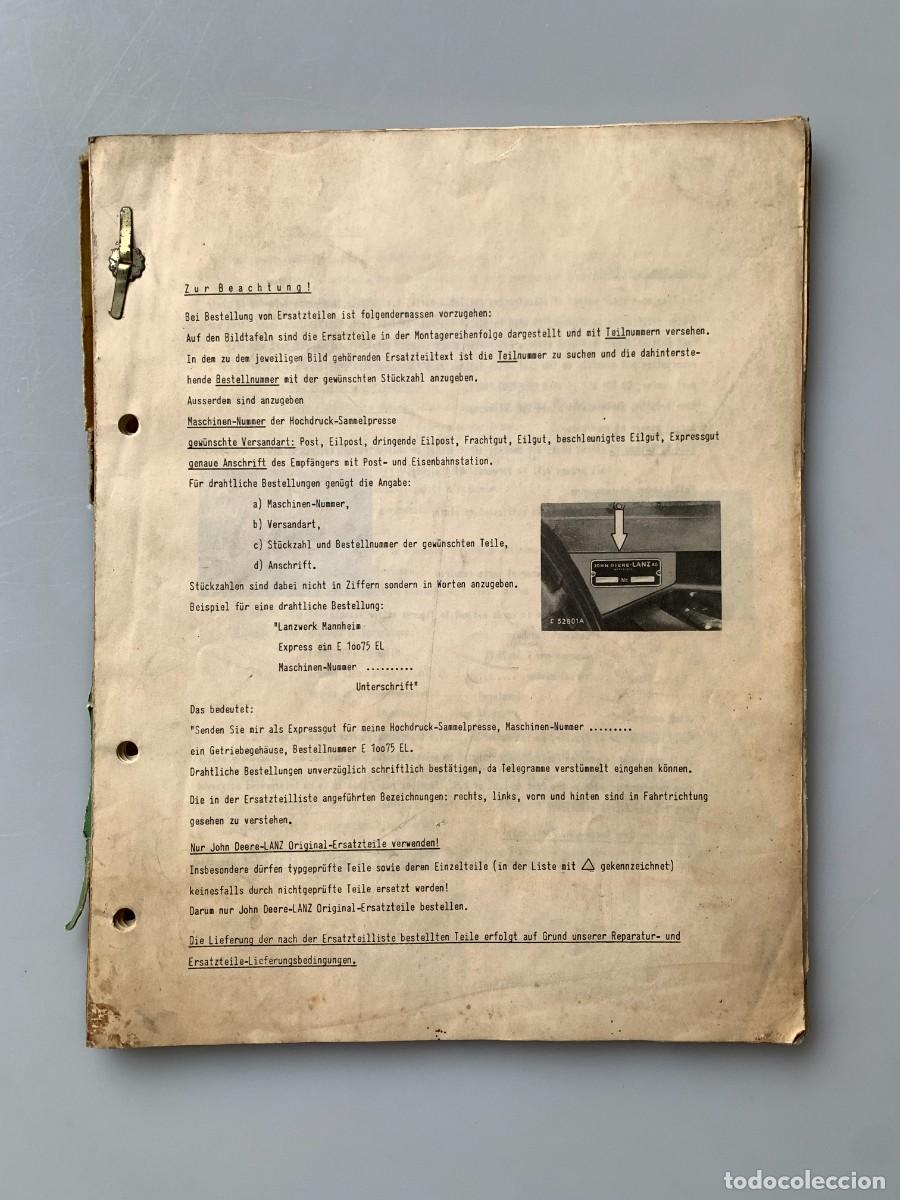Coches y motocicletas: John Deere Lanz Manual Servicio Empacadora 214T 214WS Vintage 60s