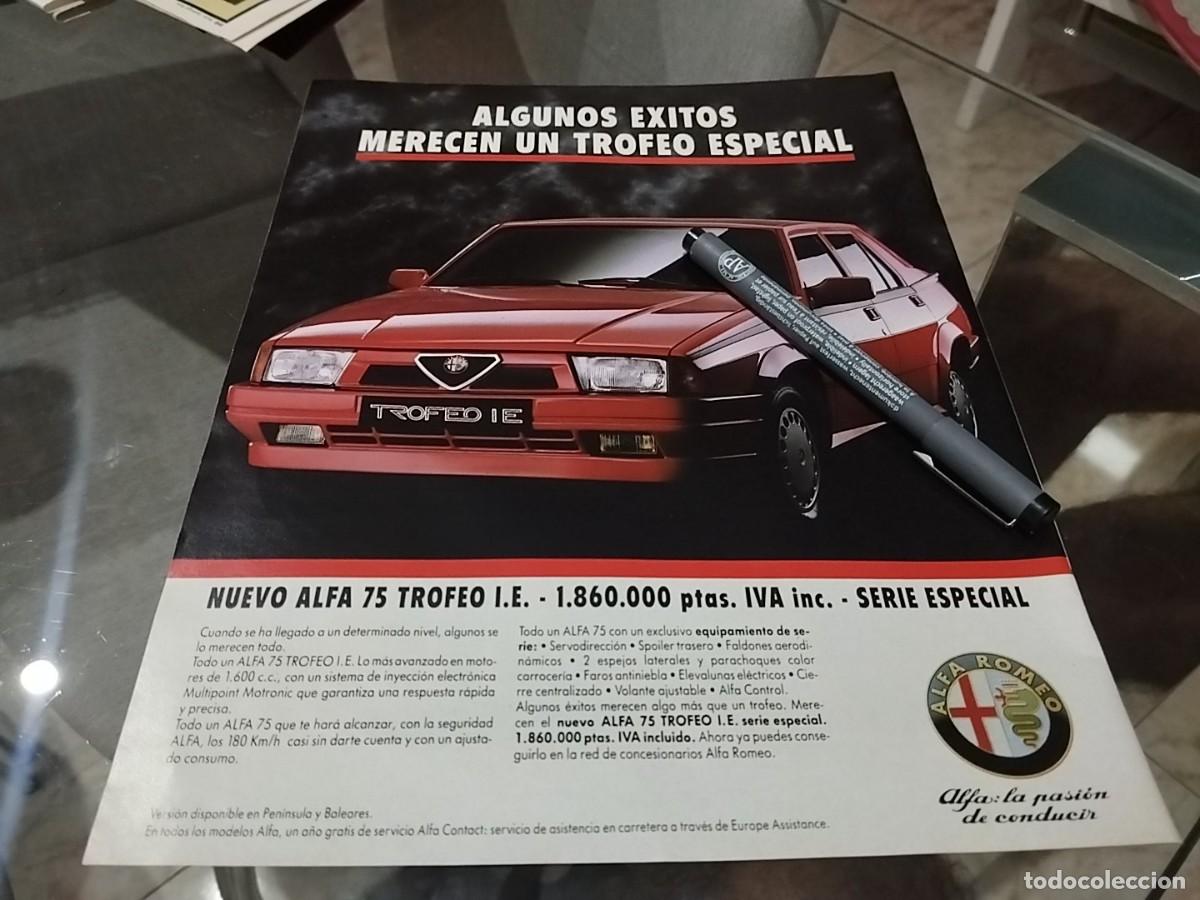 Coches y motocicletas: ALFA ROMEO 75 TROFEO I.E. ANUNCIO PUBLICIDAD REVISTA 1990 BONITO PARA ENMARCAR
