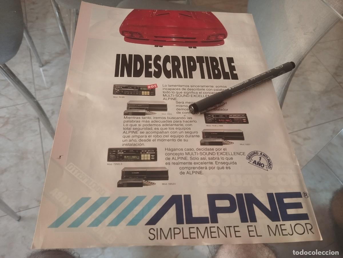 Coches y motocicletas: RADIO CASSETTE ALPINE ANUNCIO PUBLICIDAD REVISTA 1991 BONITO PAR&Aacute; ENMARCAR