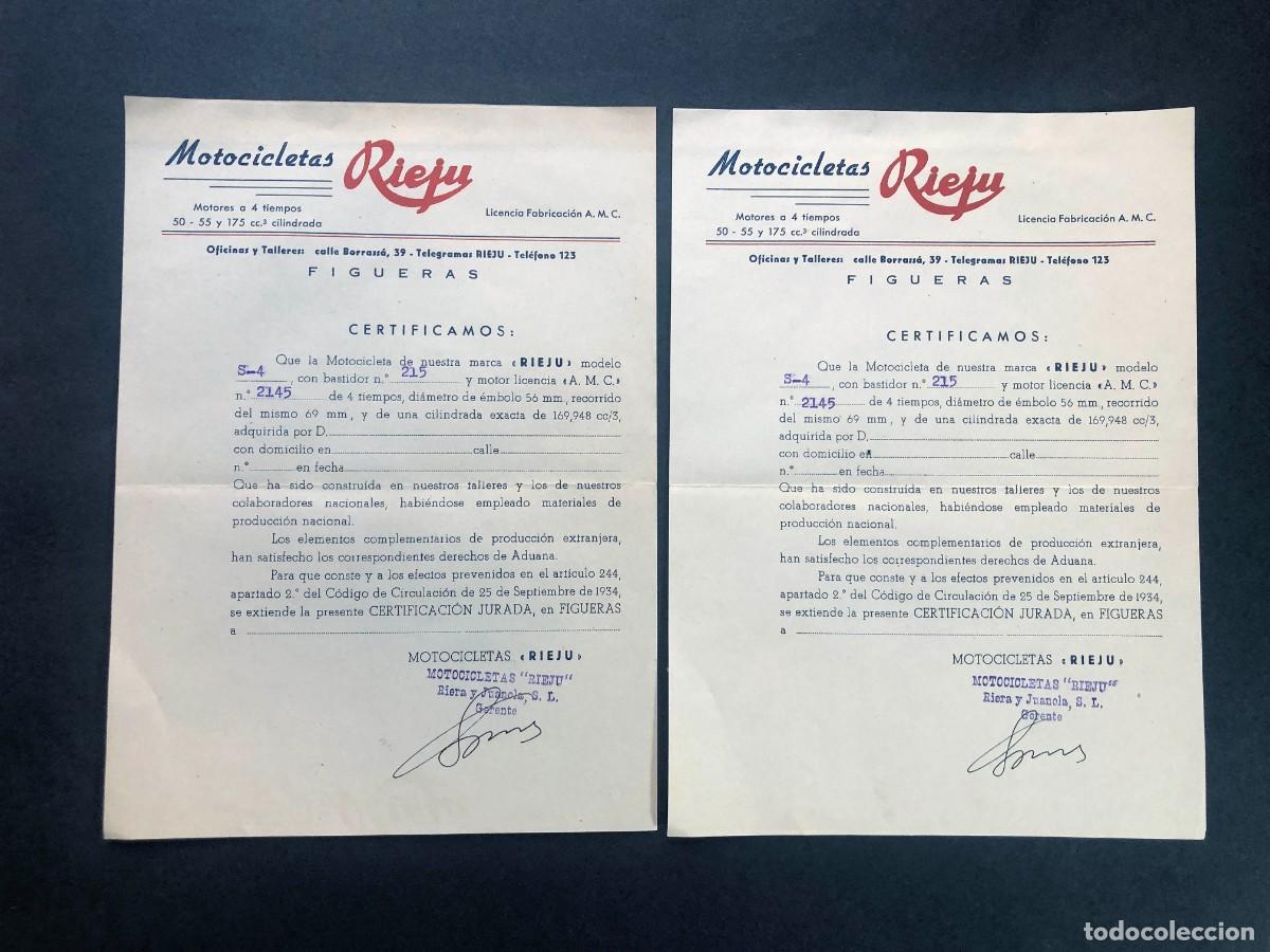 Coches y motocicletas: MOTOCICLETAS RIEJU / FIGUERES ( GIRONA ) CERTIFICADOS MOTO SIN RELLENAR