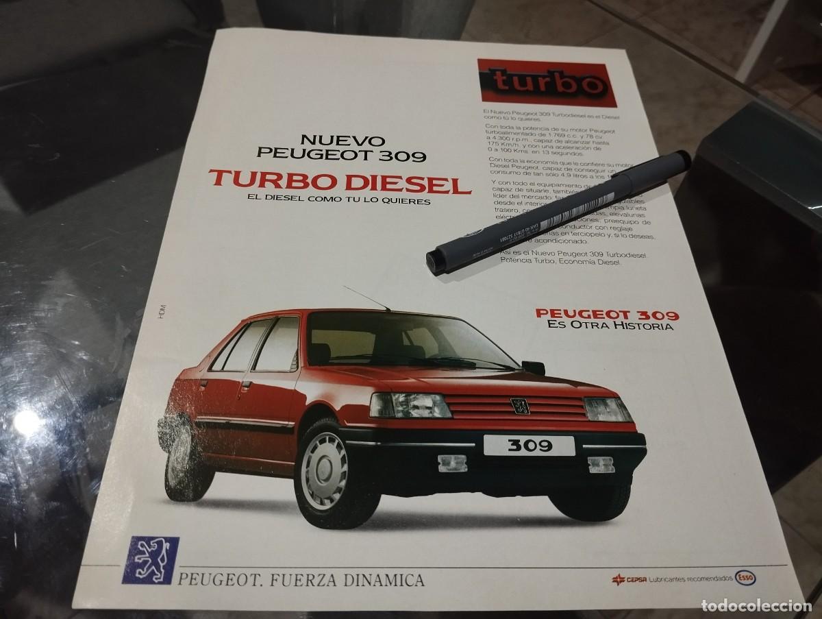Coches y motocicletas: COCHE PEUGEOT 309 TURBO DIESEL ANUNCIO PUBLICIDAD REVISTA 1990 BONITO PARA ENMARCAR