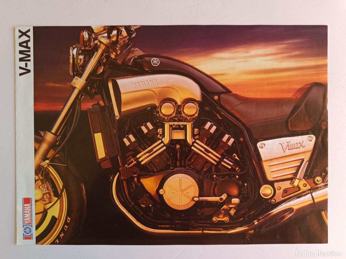 Coches y motocicletas: FOLLETO DIPTICO PUBLICIDAD MOTO YAMAHA V-MAX LA MOTO MUSCLE - MEDIDAS 29,5 x 21