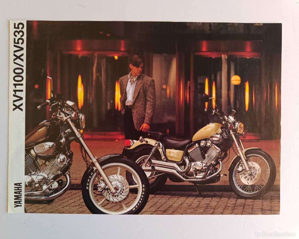 Coches y motocicletas: FOLLETO DIPTICO PUBLICIDAD MOTO YAMAHA XV 1100 - XV 535 - MEDIDAS 29,5 x 21