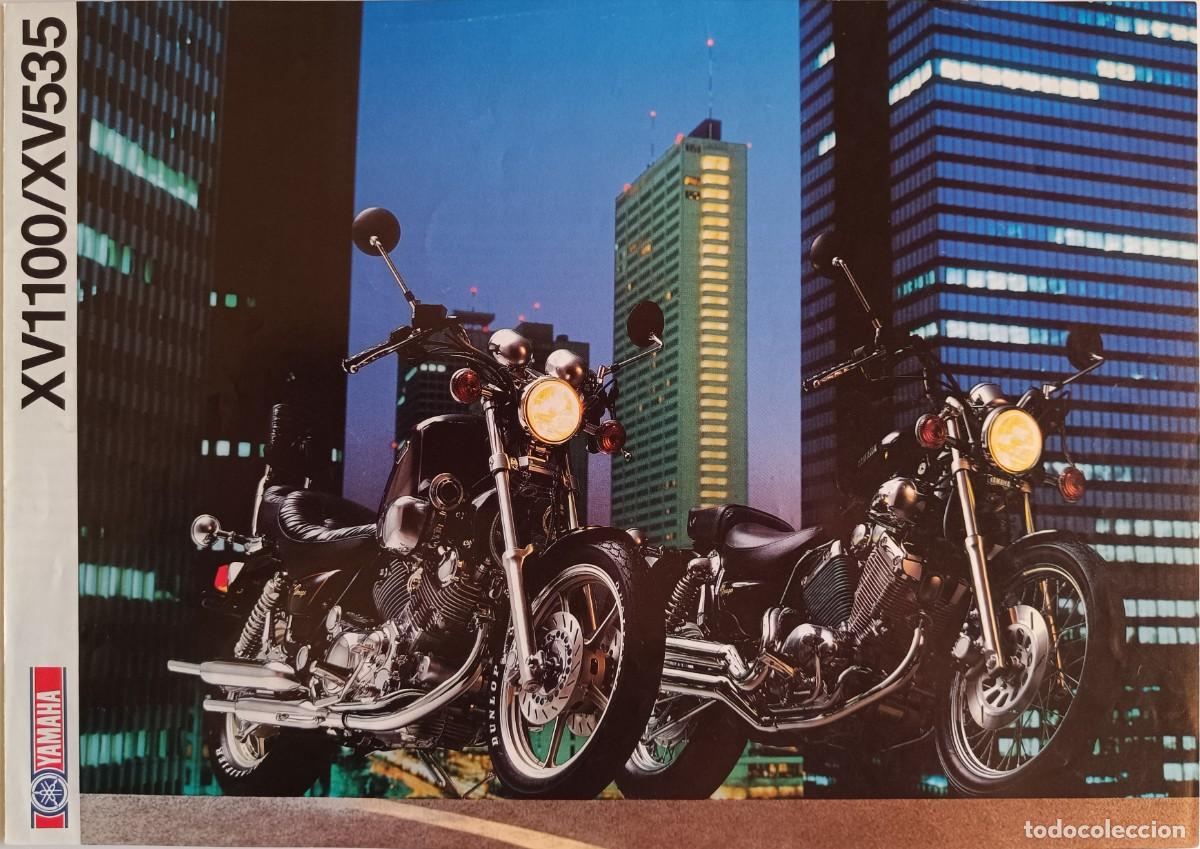 Coches y motocicletas: FOLLETO DIPTICO PUBLICIDAD MOTO YAMAHA XV 1100 - XV 535 - MEDIDAS 29,5 x 21