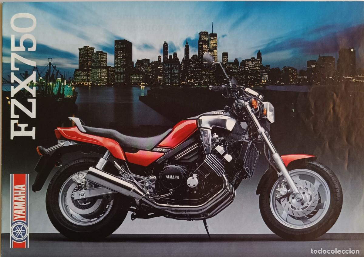 Coches y motocicletas: FOLLETO DIPTICO PUBLICIDAD MOTO YAMAHA FZX 750 750 - MEDIDAS 29,5 x 21