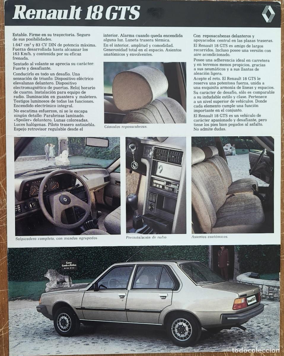 Coches y motocicletas: Cat&aacute;logo Ficha t&eacute;cnica Renault 18 GTS. 1983. En espa&ntilde;ol *