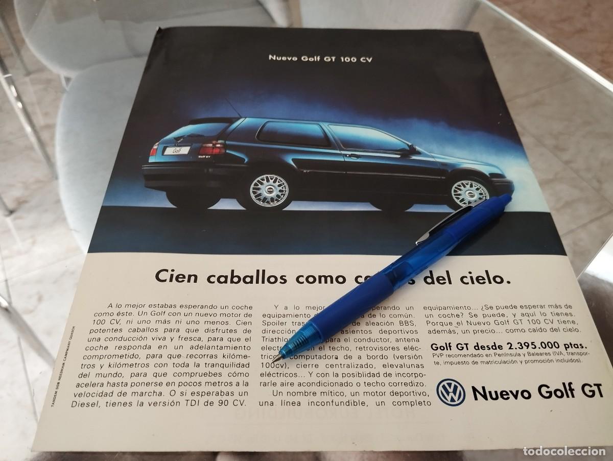 Coches y motocicletas: COCHE VOLKSWAGEN GOLF GT 100 CV CLIPPING ANUNCIO PUBLICIDAD REVISTA 1995 BONITO PARA ENMARCAR