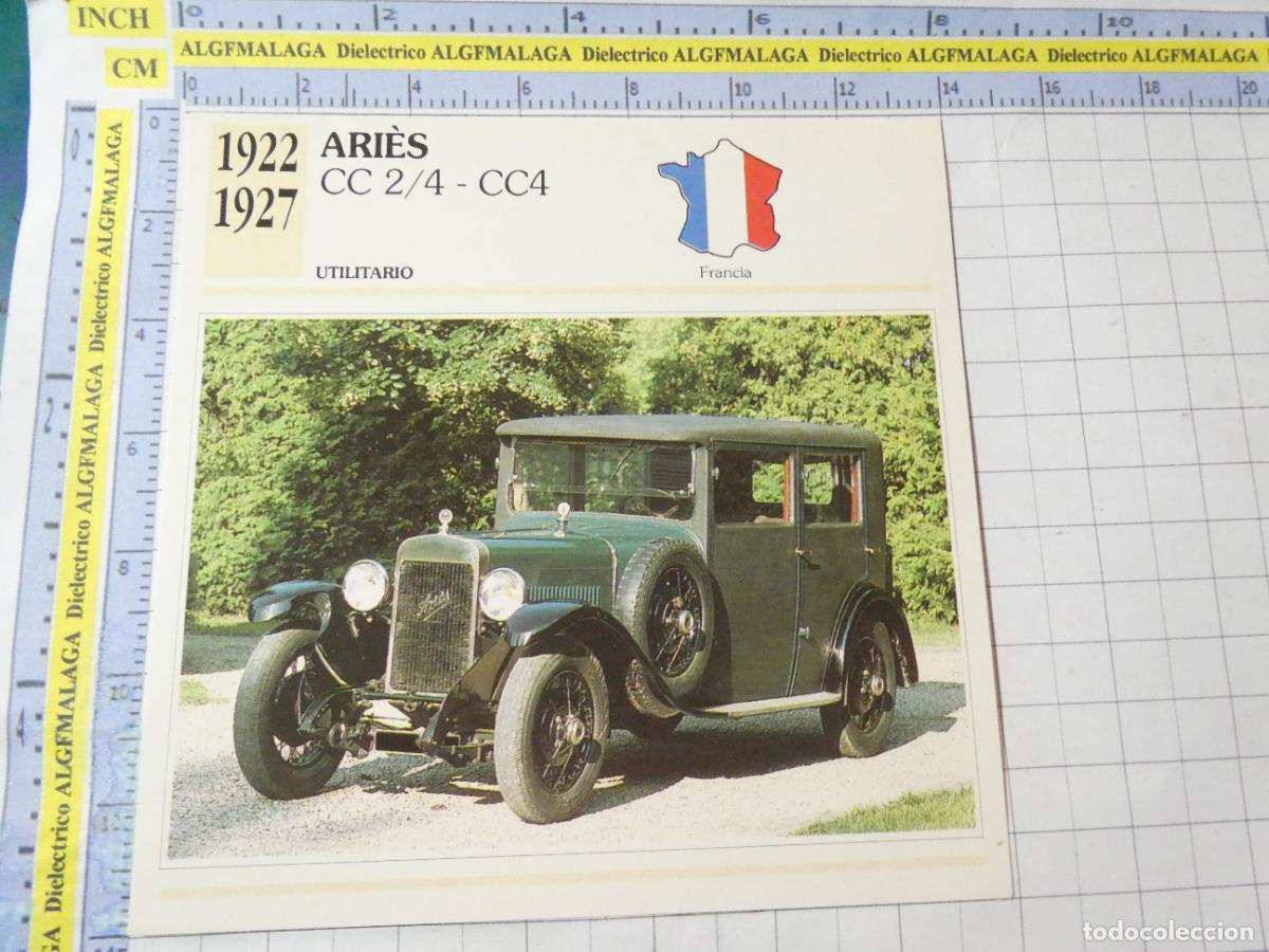 Coches y motocicletas: TARJETA FICHA T&Eacute;CNICA COCHES DE COLECCI&Oacute;N. FRANCIA 1922 ARIES CC 2/4 CC4 PLANETA AGOSTINI. 944