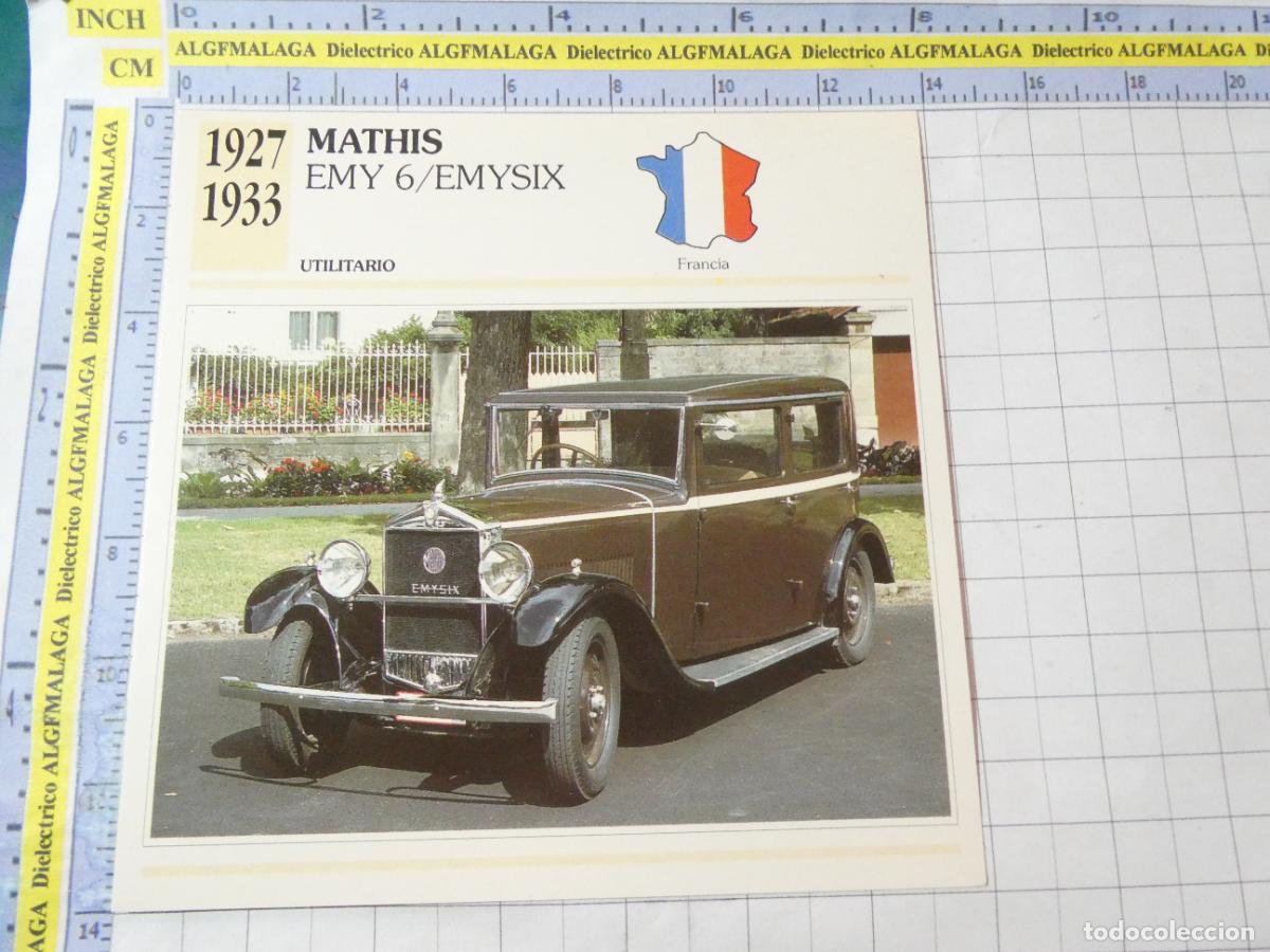 Coches y motocicletas: TARJETA FICHA T&Eacute;CNICA COCHES DE COLECCI&Oacute;N. FRANCIA 1927 MATHIS EMY 6 EMYSIX PLANETA AGOSTINI. 945