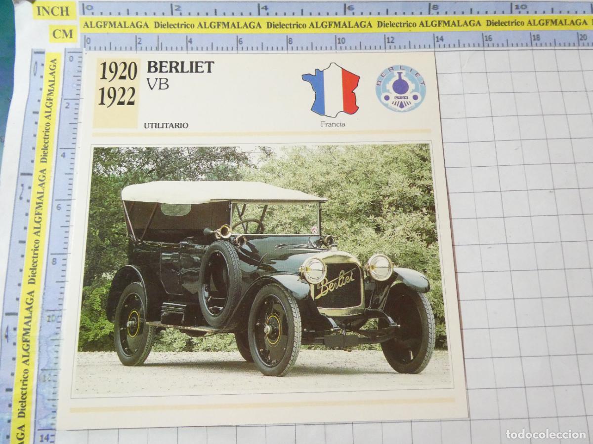Coches y motocicletas: TARJETA FICHA T&Eacute;CNICA COCHES DE COLECCI&Oacute;N. FRANCIA 1920 BERLIET VB. PLANETA AGOSTINI. 946