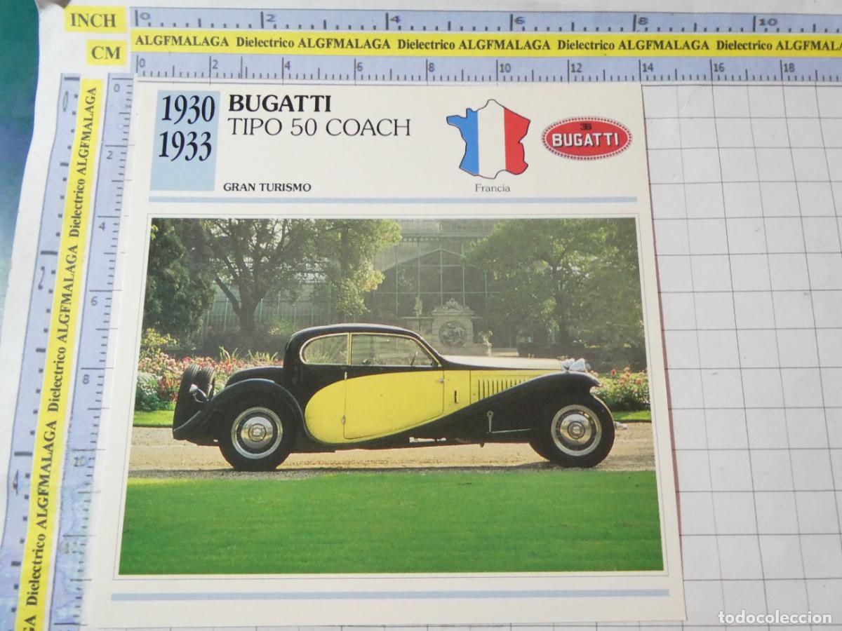 Coches y motocicletas: TARJETA FICHA T&Eacute;CNICA COCHES DE COLECCI&Oacute;N. FRANCIA 1930 BUGATTI TIPO 50 COACH. PLANETA AGOSTINI. 953