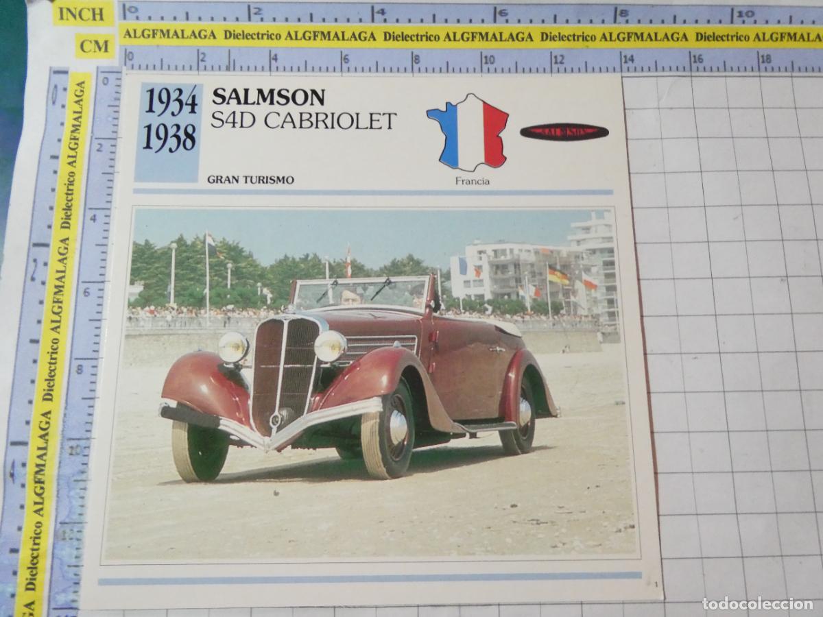 Coches y motocicletas: TARJETA FICHA T&Eacute;CNICA COCHES DE COLECCI&Oacute;N. FRANCIA 1934 SALMSON S4D CABRIOLET. PLANETA AGOSTINI. 954