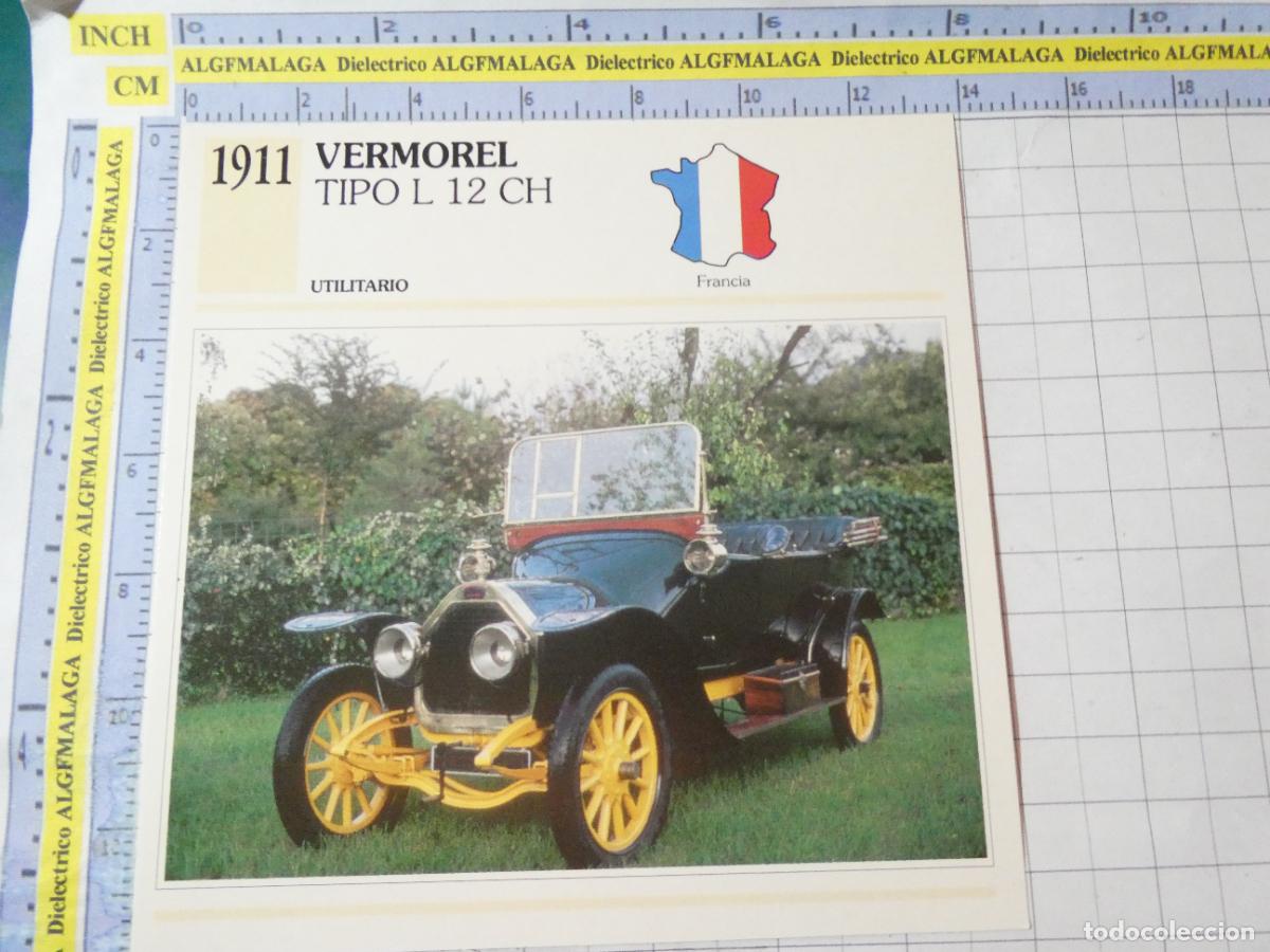 Coches y motocicletas: TARJETA FICHA T&Eacute;CNICA COCHES DE COLECCI&Oacute;N. FRANCIA 1911 VERMOREL TIPO L 12 CH. PLANETA AGOSTINI. 955