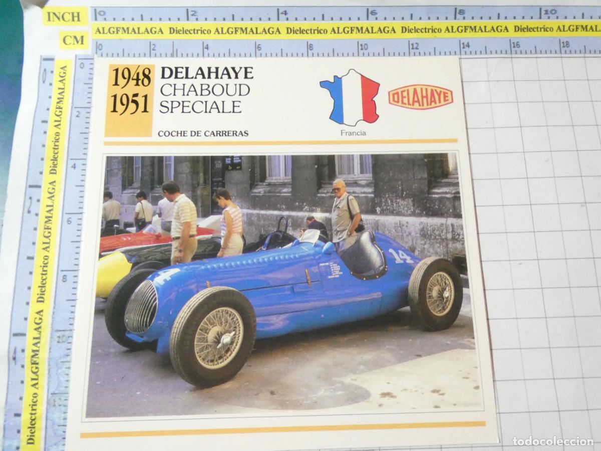 Coches y motocicletas: TARJETA FICHA T&Eacute;CNICA COCHES DE COLECCI&Oacute;N. FRANCIA 1948 DELAHAYE CHABOUD SPEC. PLANETA AGOSTINI. 956