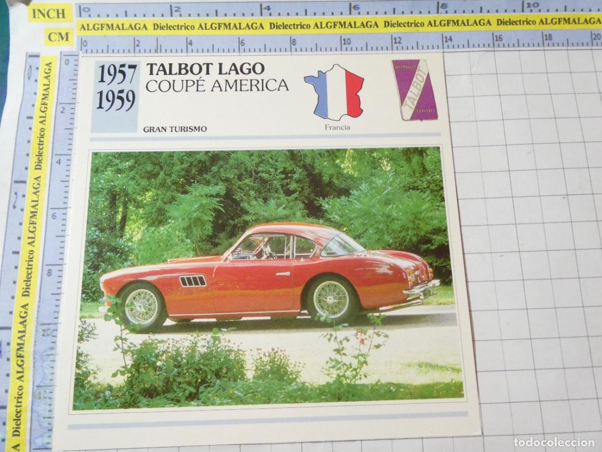 Coches y motocicletas: TARJETA FICHA T&Eacute;CNICA COCHES DE COLECCI&Oacute;N. FRANCIA 1957 TALBOT LAGO COUP&Eacute; AME. PLANETA AGOSTINI. 957